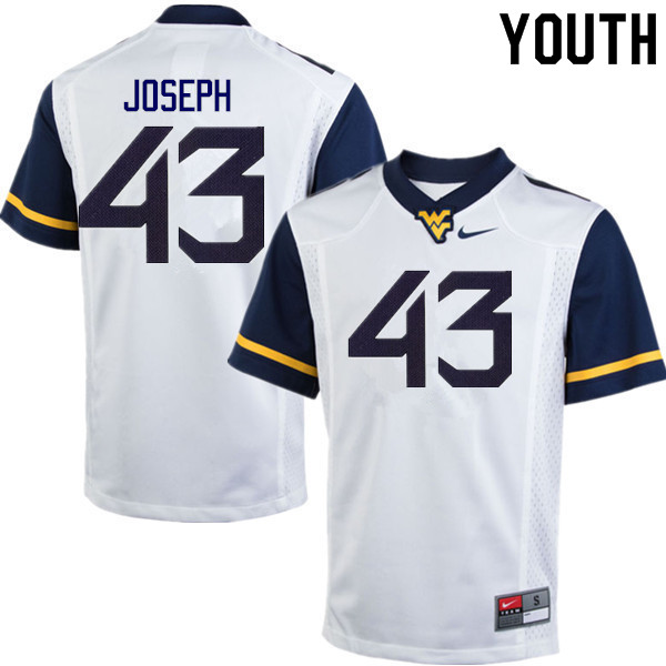 NCAA Youth Drew Joseph West Virginia Mountaineers White #43 Nike Stitched Football College Authentic Jersey OW23O13UV